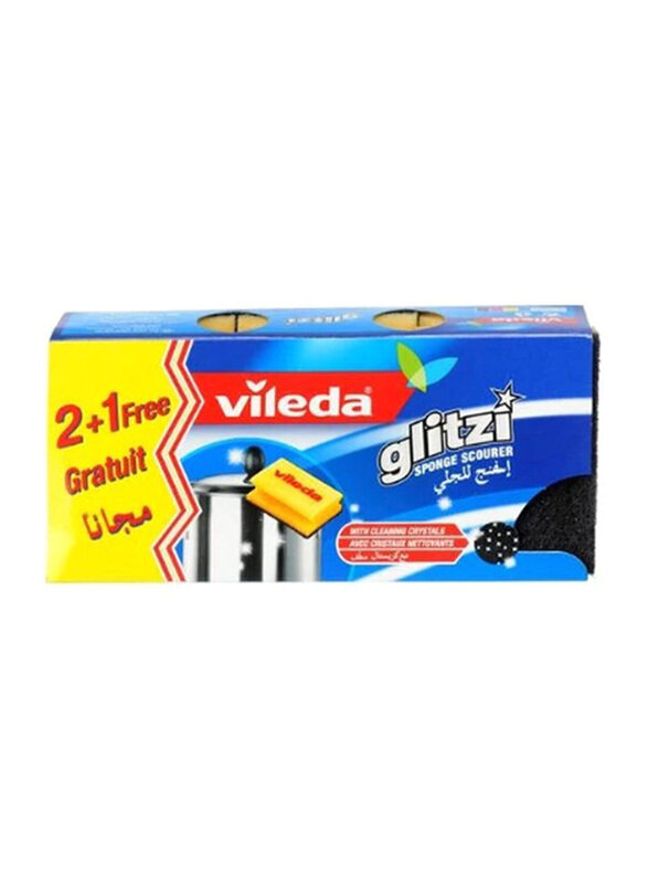 

Vileda Glitzi Sponge Scourer, Yellow/Black, 3 Pieces