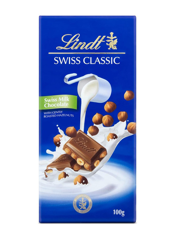 Lindt Swiss Classic Milk Chocolate Slab With Roasted Hazelnuts, 100g