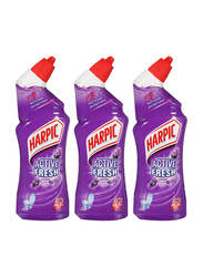 Harpic Active Fresh Toilet Cleaner Liquid with Lavender Scent, 3 Pieces x 750ml