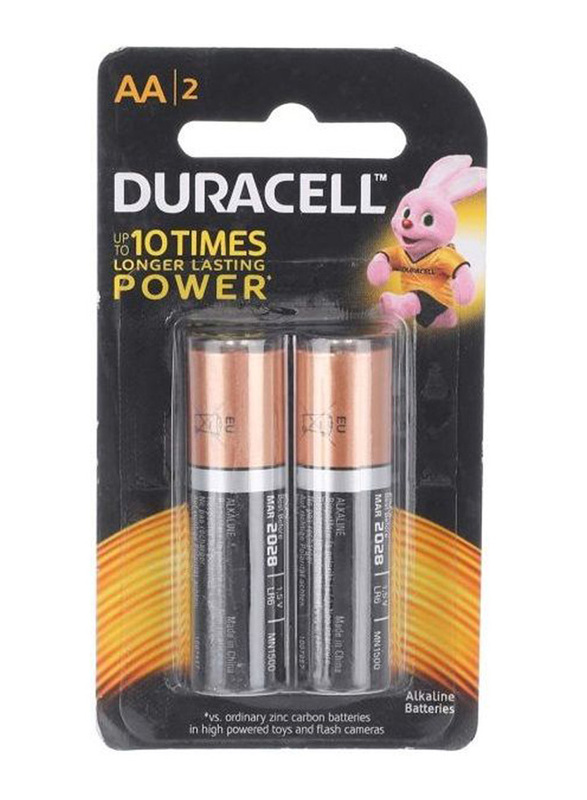 Duracell AA Type Alkaline Batteries, 2 Pieces, Multicolour
