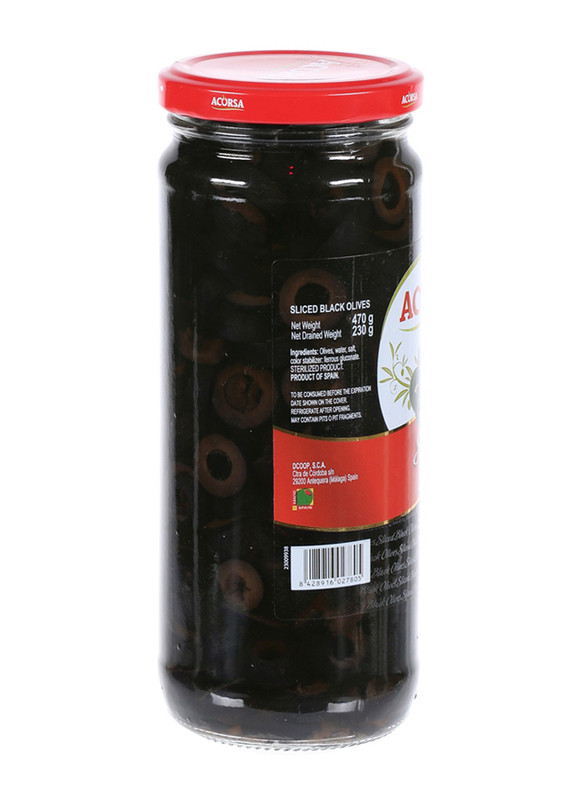 Acorsa Sliced Black Olives Jar, 230g