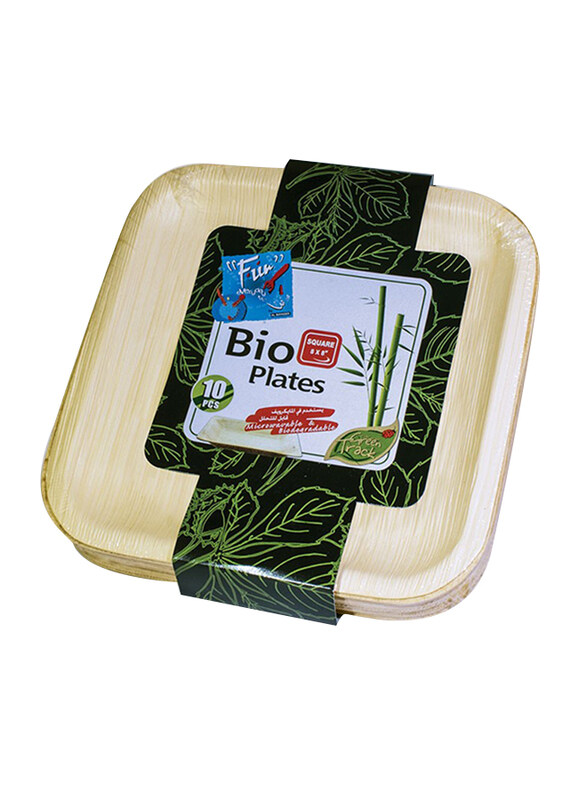 

Fun 8-inch 10-Piece Bio Leaf Square Plate, Brown