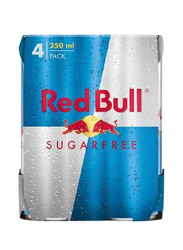 Red Bull Energy Drink Sugar Free, 4 x 250 ml
