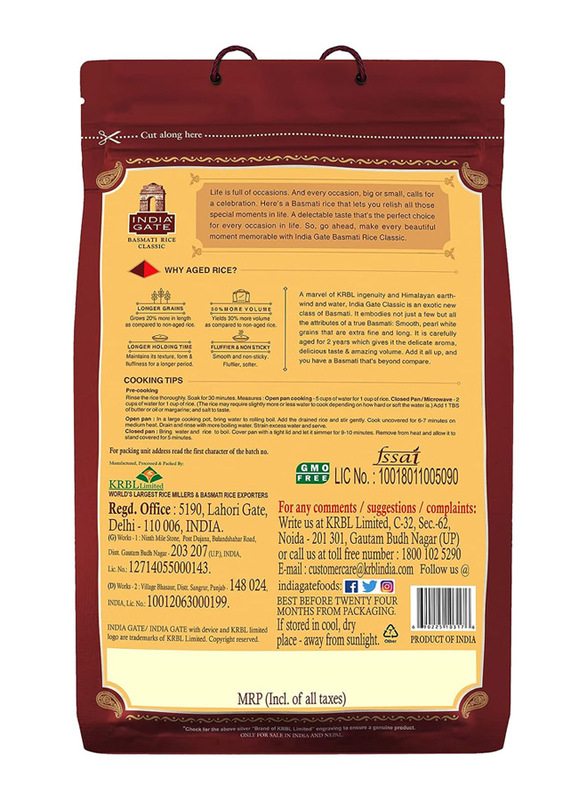 India Gate GMO free White Classic Basmati Rice, 5 Kg
