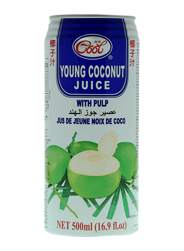 Ice Cool Young Coconut Juice Can with Pulp, 500ml