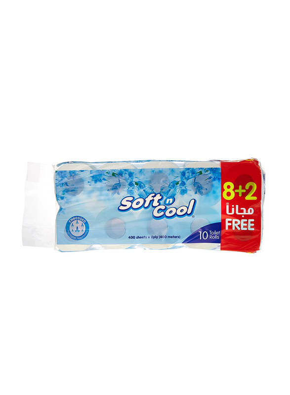 Soft N Cool Toilet Paper Rolls, 2 Ply x 400 Sheets x 10 Roll