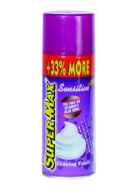 

Super-Max Sensitive Shaving Foam with Tea Tree Oil, Aloe Vera & Vitamin E, 400ml