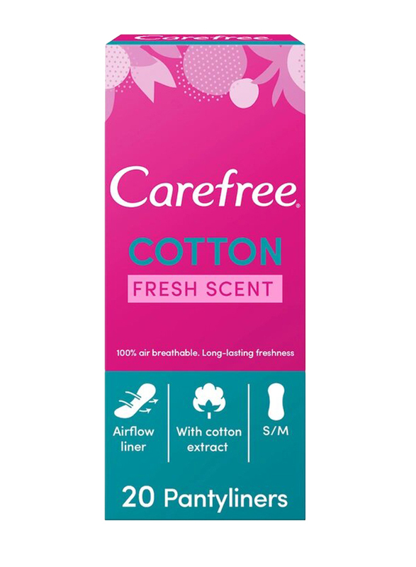 Carefree Fresh Scent Small to Medium Cotton Panty liners, 20 Pieces