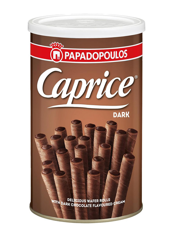 Caprice Papadopoulos Wafer Rolls with Dark Chocolate Flavoured Cream, 115g