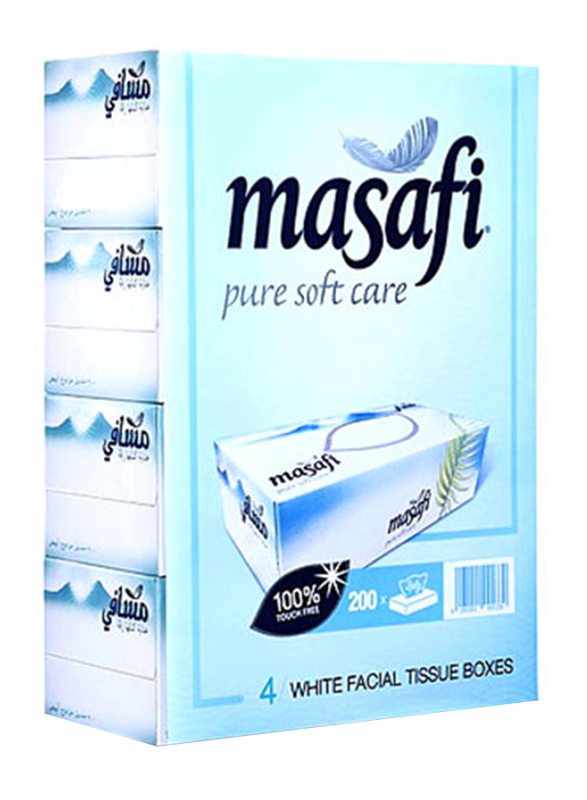 Masafi Facial Tissue, 2 Ply x 200 Sheets x 4 Pieces