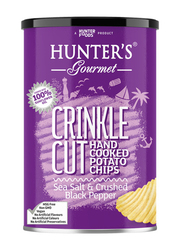 Hunter's Gourmet Hand Cooked Crinkle Cut Sea Salt & Crushed Black Pepper Potato Chips, 140g
