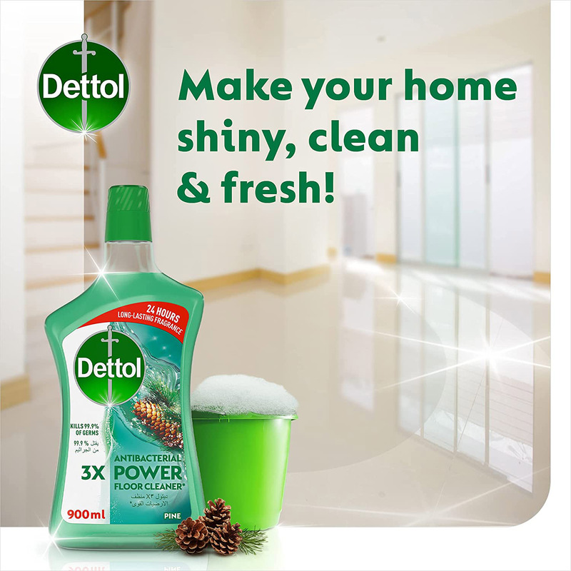 Dettol Antibacterial 3x Power Floor Cleaner with Pine Scent, 900ml