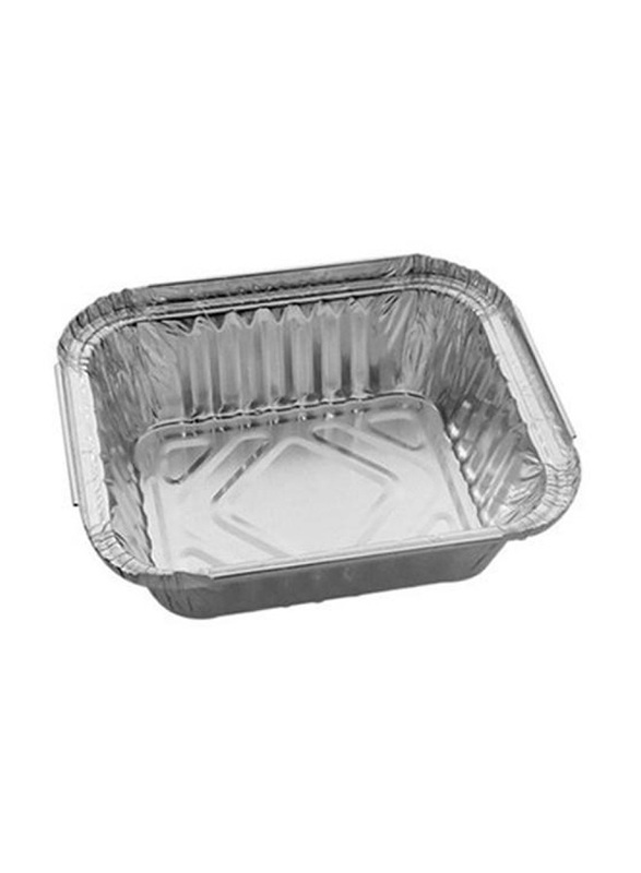 Foodpack Medium Aluminum Containers with Lid, 24x19x5cm, Silver