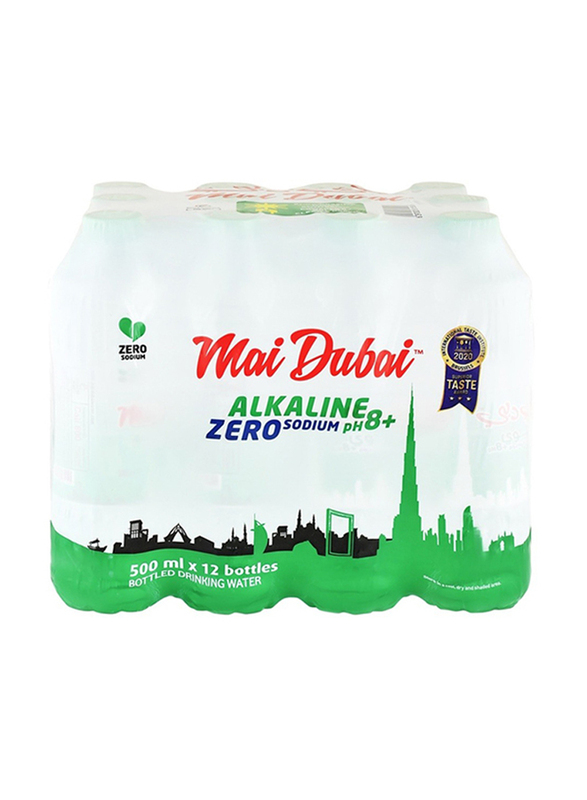 Mai Dubai Zero Sodium Alkaline Drinking Water, 12 x 500ml
