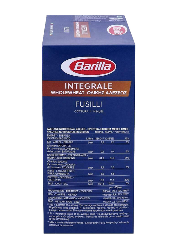 Barilla Whole Wheat Fusilli Pasta, 500g