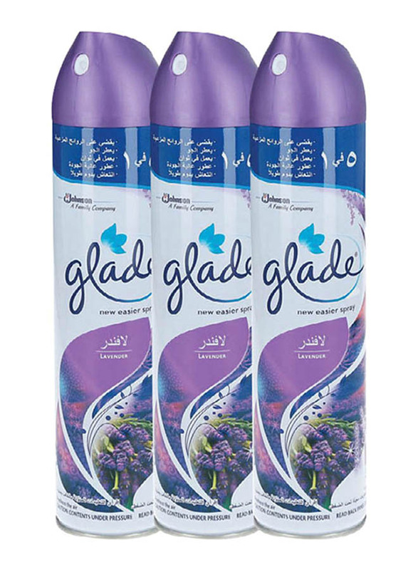 Glade Lavender Aerosol Air Freshener, 3 Bottles x 300ml