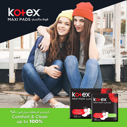 Kotex Maxi Pads Super with Wings Sanitary Pads, 30 Pads, 2 Pieces