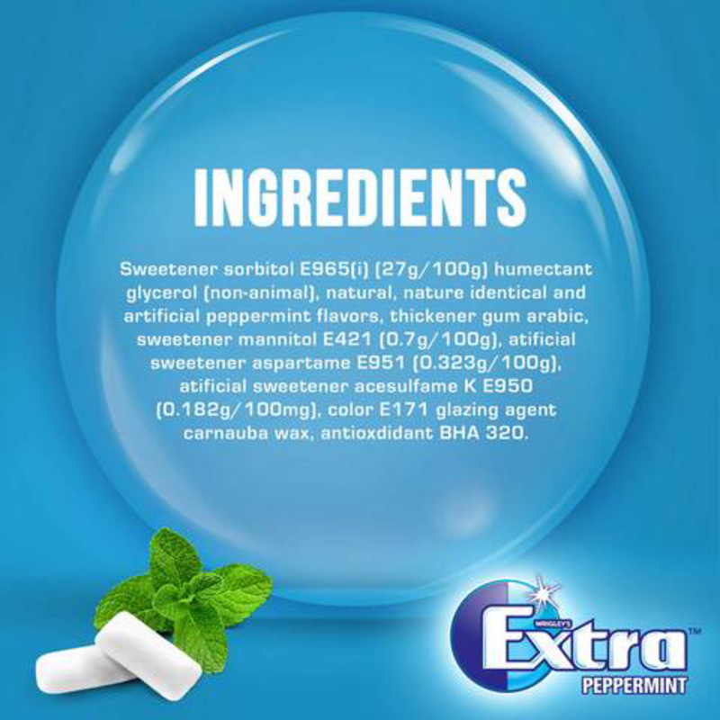 Wrigley's Extra Peppermint Chewing Gum, 10 Pieces