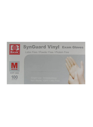 Basic Synguard Vinyl Exam Gloves, Medium, 100 Pieces