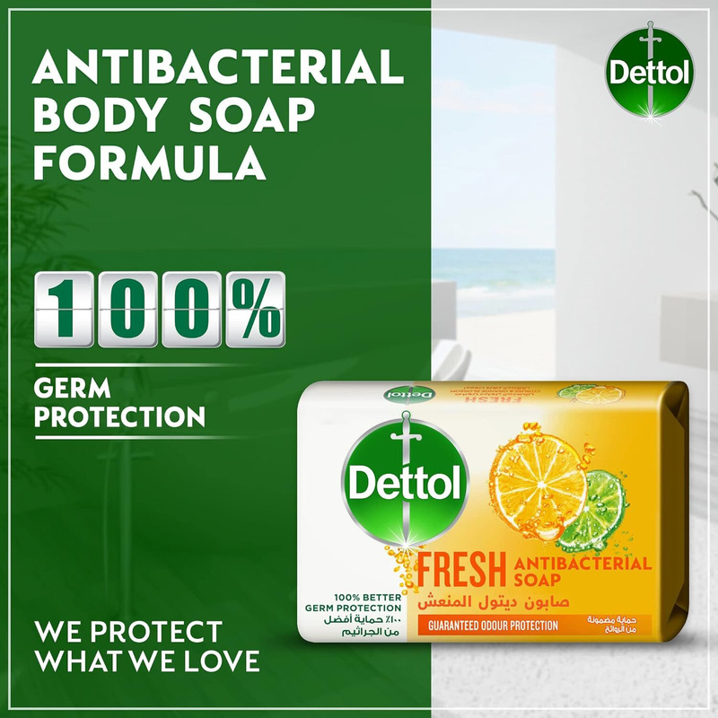 Dettol Fresh Citrus & Orange Blossom Scent Antibacterial Soap Bar, 120g