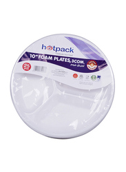 Hotpack 10-inch 25-Piece 3 Compartment Foam Round Plate Set, RFP103B, White