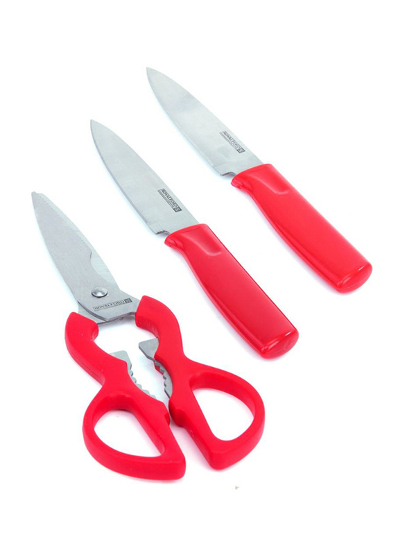 رويال فورد طقم سكاكين مطبخ من 4 قطع ، أحمر / فضي