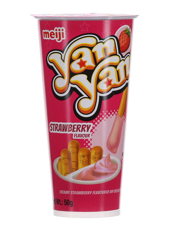Meiji Yan Yan Finger Biscuits with Strawberry Cream Dip, 50g