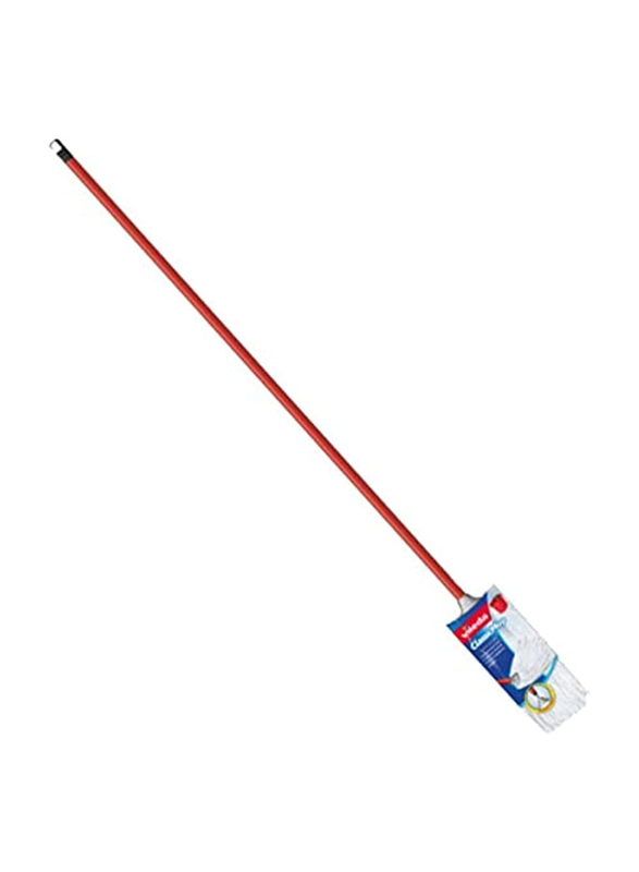Vileda Classic Super Absorbent Cotton Mop with Stick, Red/White