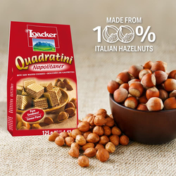 Loacker Quadratini Napolitaner Wafer Cubes Filled With Hazelnut Cream, 125g