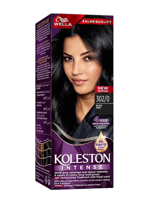 Wella Koleston Hair Colour Cream Kit with Oil Replacement, 50 ml, 302/0 Black