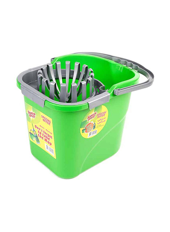 3M Scotch Brite Bucket with Squeezer and Mop Set, Green