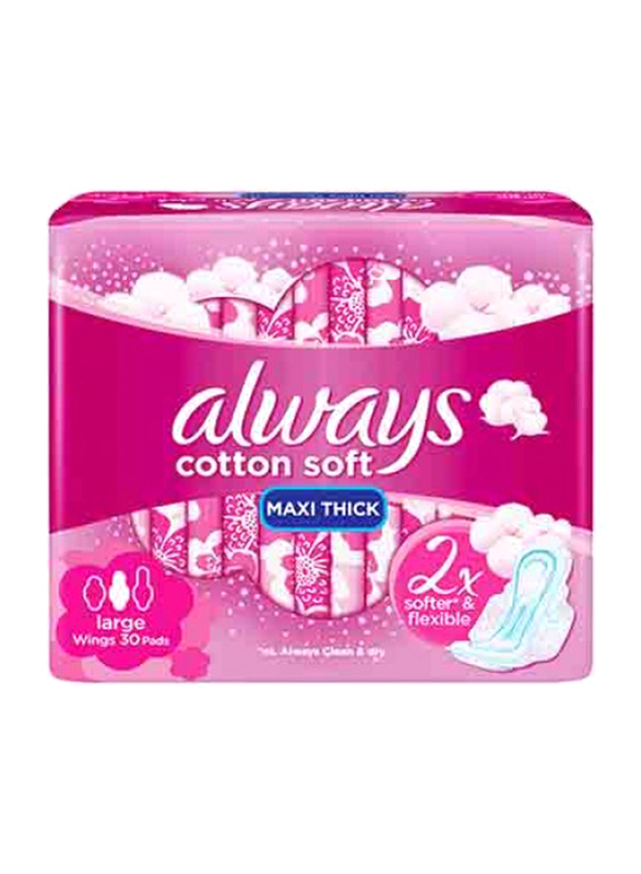 Always Cotton Soft Maxi Thick Sanitary Pads, Large, 30 Pads