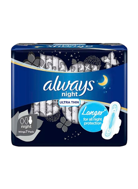 

Always Night Ultra-Thin Sanitary Pads, Longer, 7 Pads