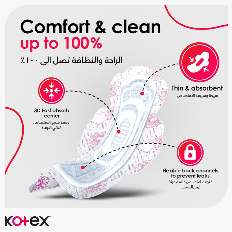 Kotex Super Ultra Thin Pads With Wings, 8 Pieces