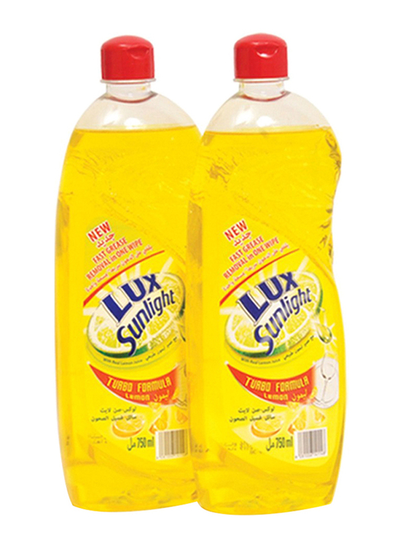 Lux Sunlight Lemon Dishwashing Liquid, 2 Bottles x 750ml
