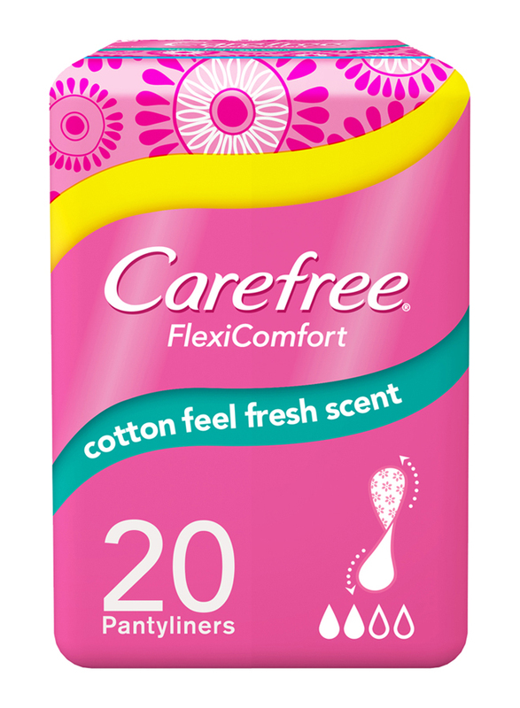 Carefree Delicate Scent Flexi Comfort Ultra Thin Cotton Small To Medium Pantyliners, 20 Pieces