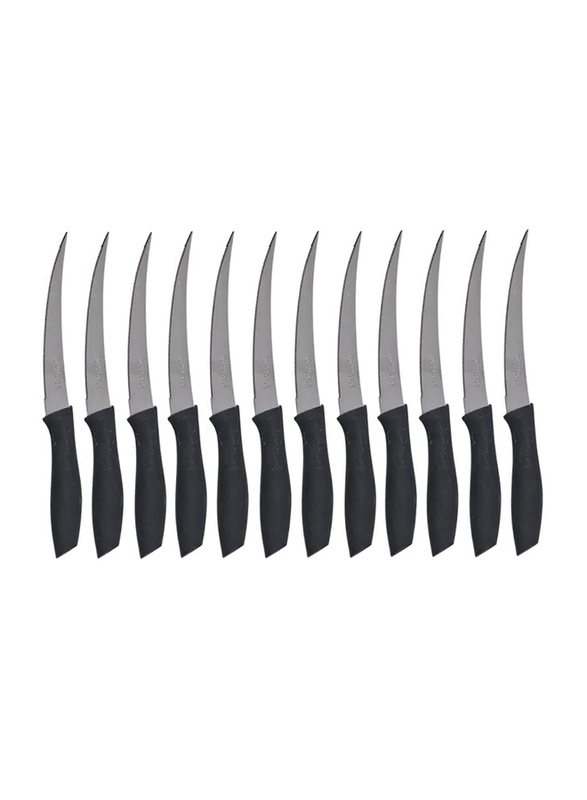 Royalford 12-Piece Stainless Steel Fruit Knife Set, Black/Silver