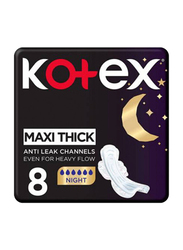 Kotex Maxi Thick Heavy Flow Night Pads with Wings, 8 Pieces