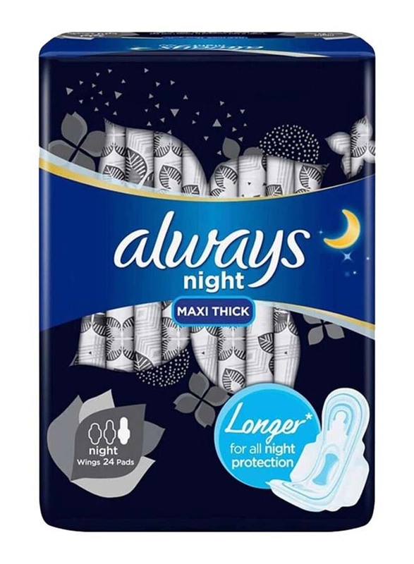 Always Dream Maxi Thick Night Pads with Wings, 24 Pieces