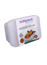 Hotpack Microwaveable Plastic Containers with Lid, 750ml, 5 Pieces, White