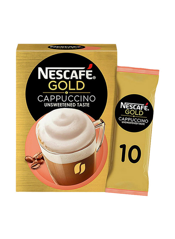 Nescafe Gold Cappuccino Unsweetened Taste Coffee, 10 Sachets x 14.2g