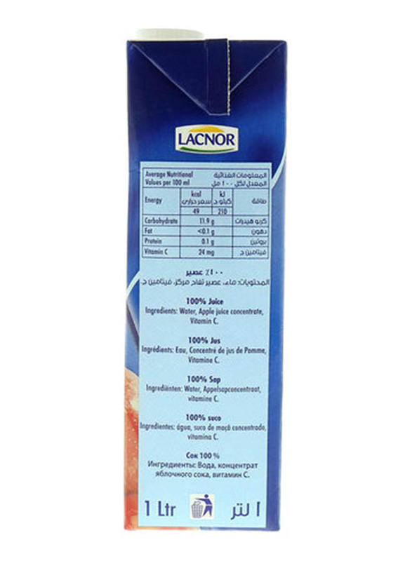 Lacnor Essentials Preservatives Free Long Life Apple Juice, 1 Liter