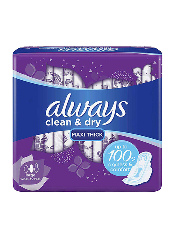 

Always Cool & Dry Aloe Vera Freshness Maxi Thick Large Pads with Wings, 30 Pieces