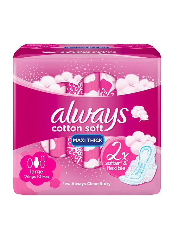 

Always Breathable Soft Maxi Thick Pads with Wings, Large, 10 Piece