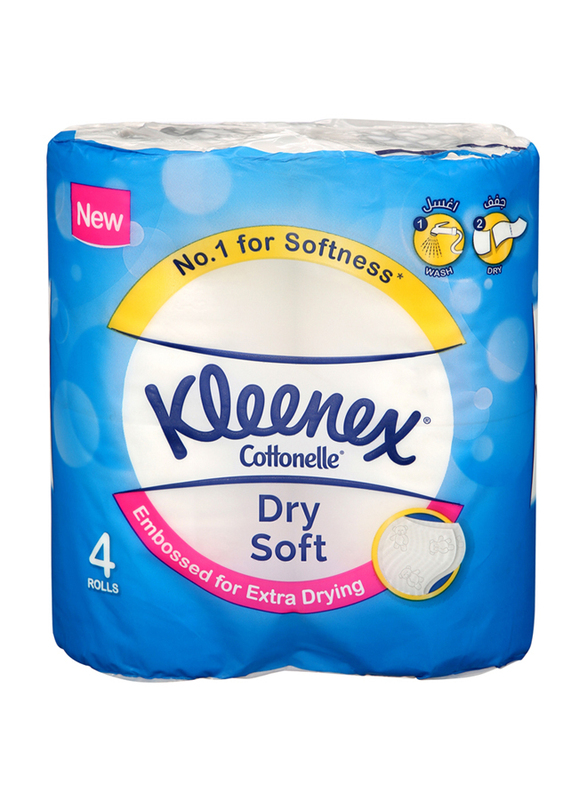 Kleenex 2-Ply Dry Soft Toilet Rolls, 4 x 200 Sheets