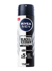 Nivea Men Black & White Invisible 5 in 1 Original 48H Antiperspirant Deodorant Spray, 150ml