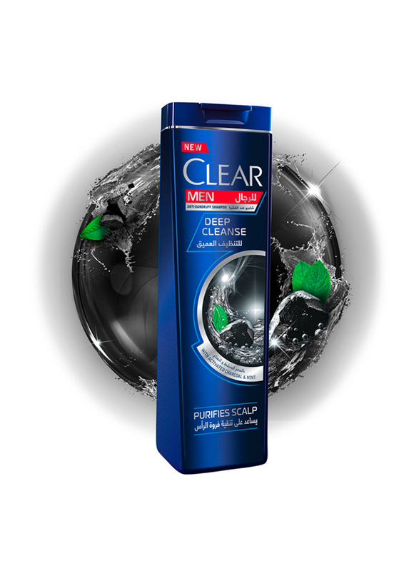 Clear Men Deep Cleanse Anti-Dandruff Shampoo with Activated Charcoal & Mint, 400 ml