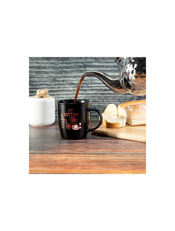RoyalFord 12oz Ceramic Printed Coffee Mug, RF2921, Black/Red