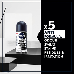 Nivea Men Black & White Invisible 5 in 1 Original 48H Antiperspirant Roll-On Deodorant, 50ml