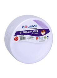 Hotpack 9-inch 25-Piece Foam Round Plate Set, RFP9B, White
